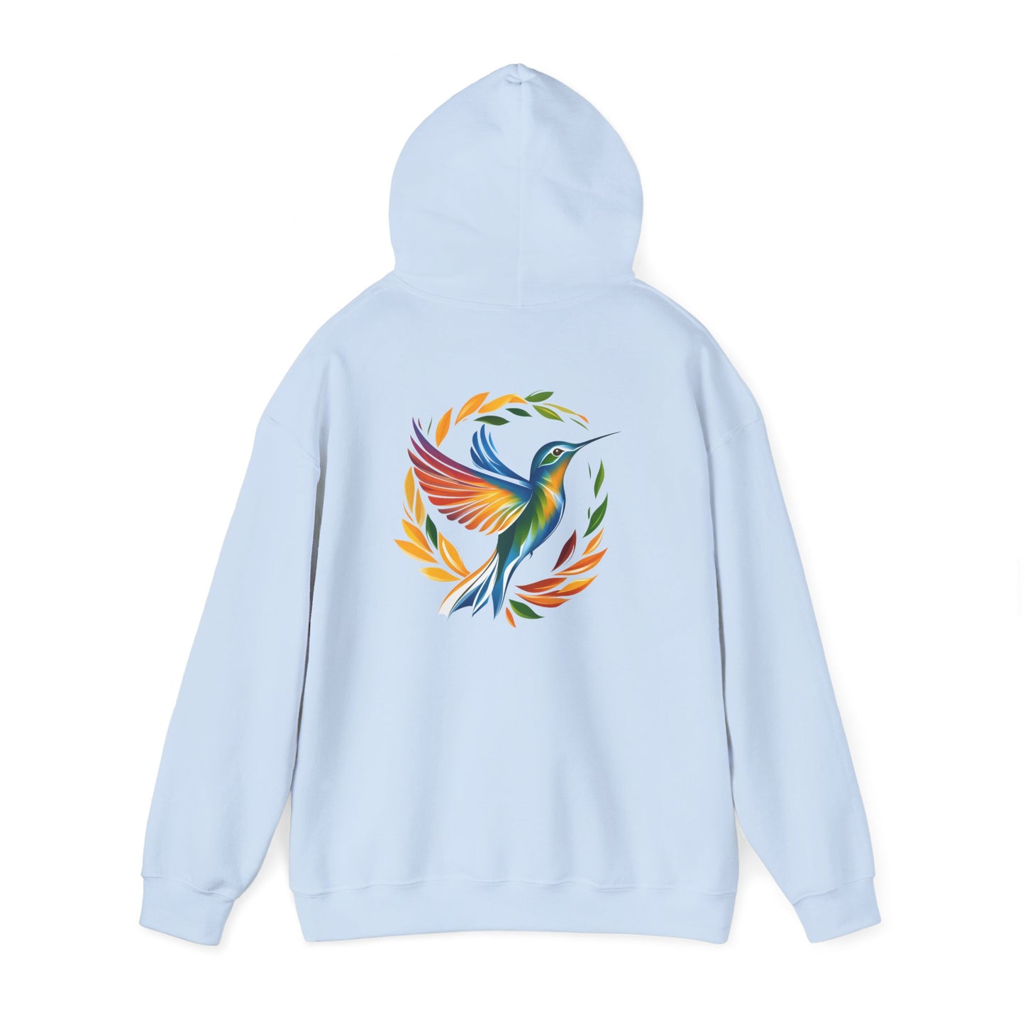 Hummingbird Rainbow Hoodie Back Design - Cozy Sweatshirt for Nature Lovers