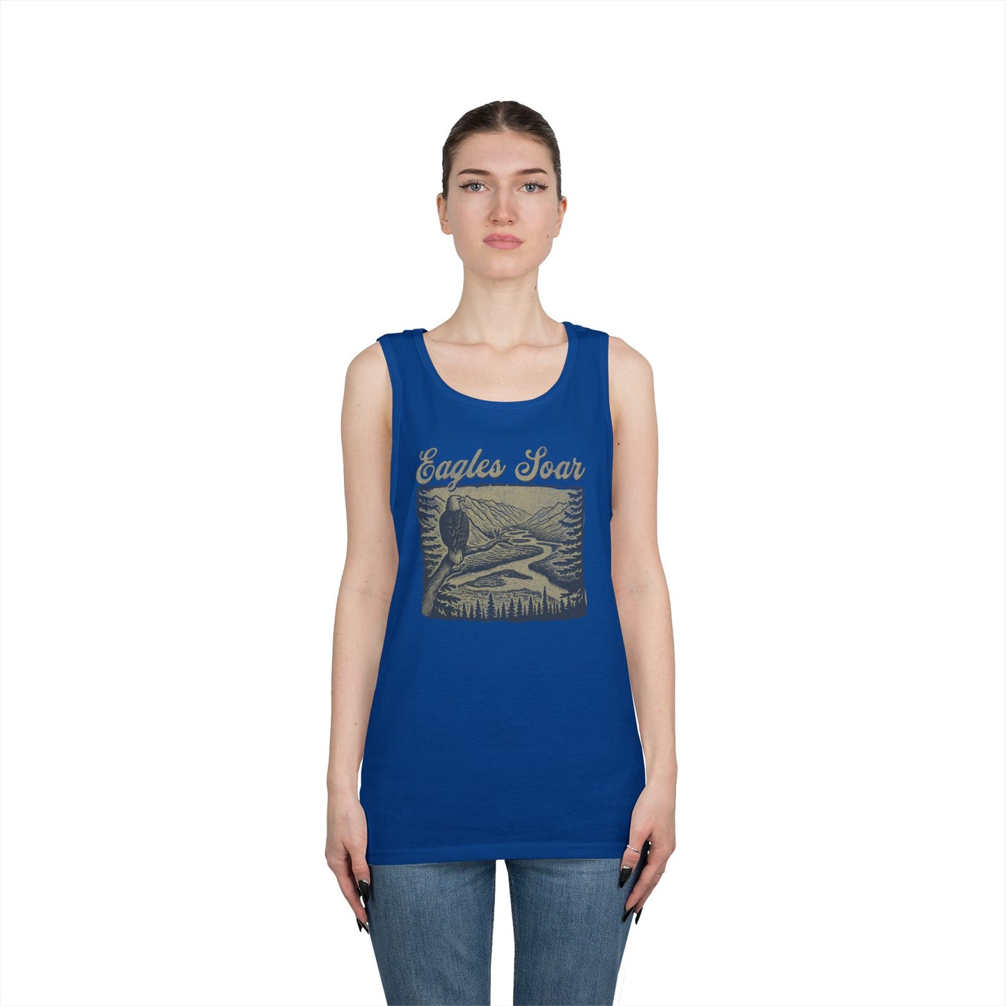 Eagles Soar Unisex Heavy Cotton Tank Top – Outdoor Adventure Wear