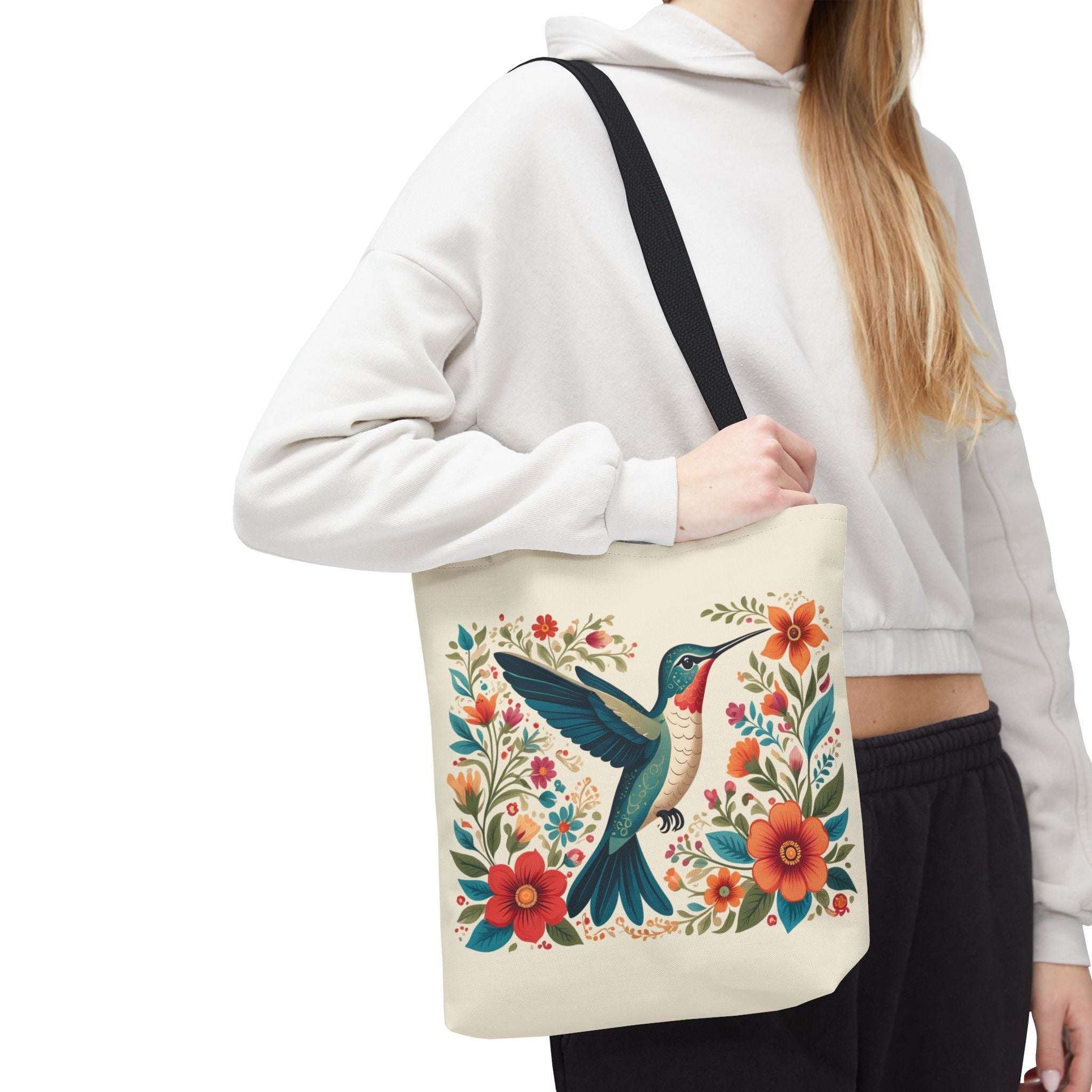 Hummingbird In Bloom Tote Bag - Natural color