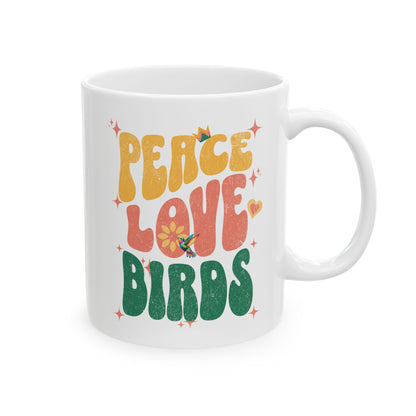 Peace Love Birds Ceramic Mug - Perfect for Coffee Lovers & Gift Giving