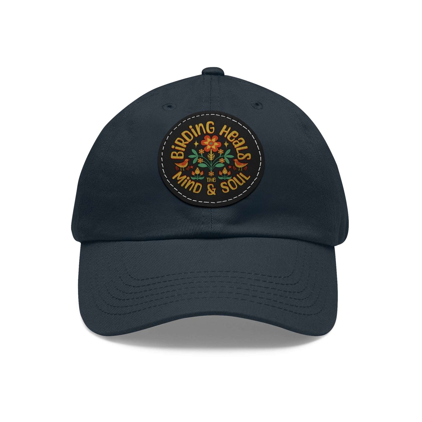 The Nerdy Birder - "Birding Heals the Mind and Soul" Dad Hat, Leather Patch Cap, Perfect Gift for Dads, Nature Lovers, Casual Style Cap, Summer Accessories