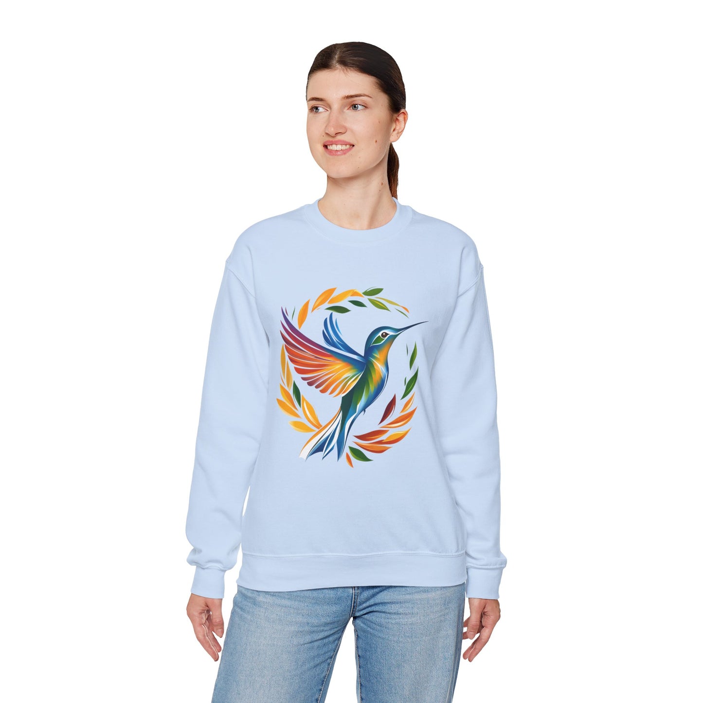 Hummingbird Rainbow Graphic Unisex Crewneck Sweatshirt