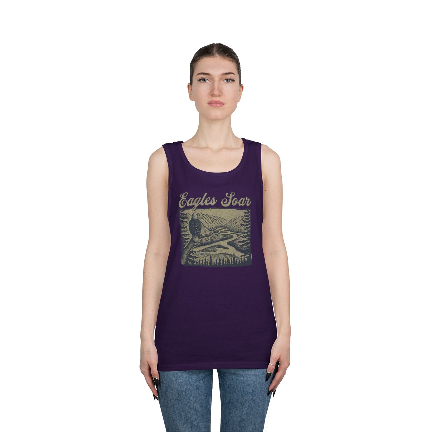 Eagles Soar Unisex Heavy Cotton Tank Top – Outdoor Adventure Wear