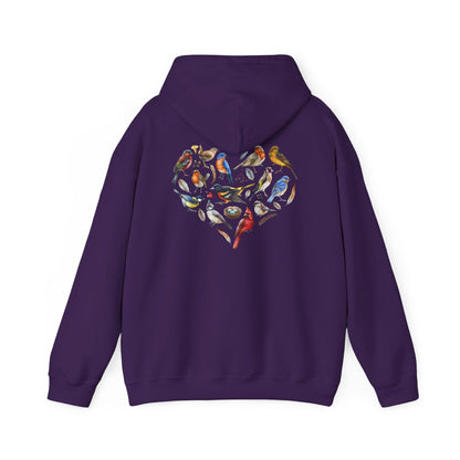 Bird Heart Unisex Hoodie Back Design - Cozy Sweatshirt for Nature Lovers