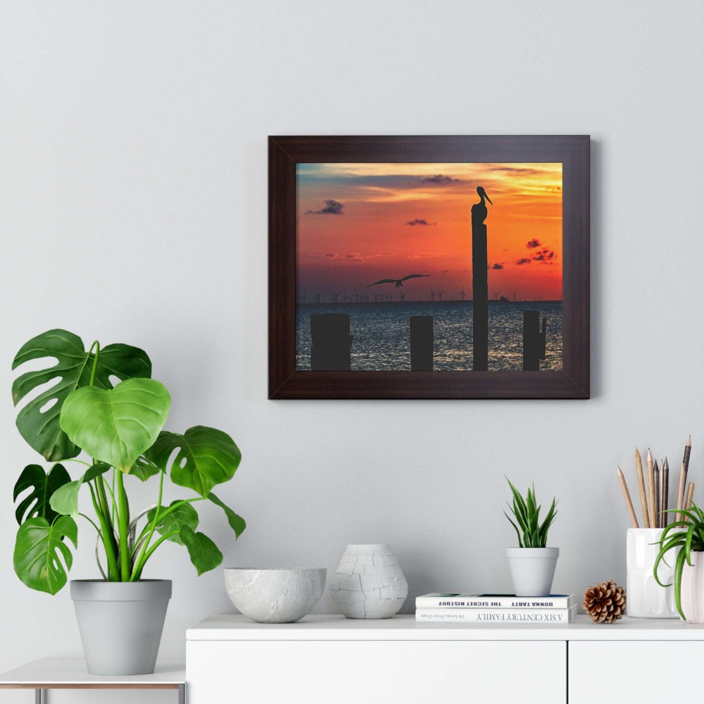 Serene Sunset Framed Horizontal Poster - Coastal Decor for Beach Lovers