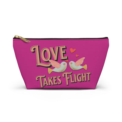 Love Takes Flight Accessory Pouch – Cute Pink Organizer for Travel & Everyday Use