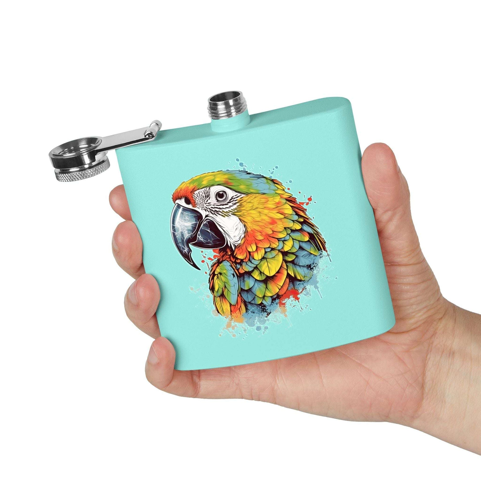 Colorful Parrot Stainless Steel Flask - 6oz