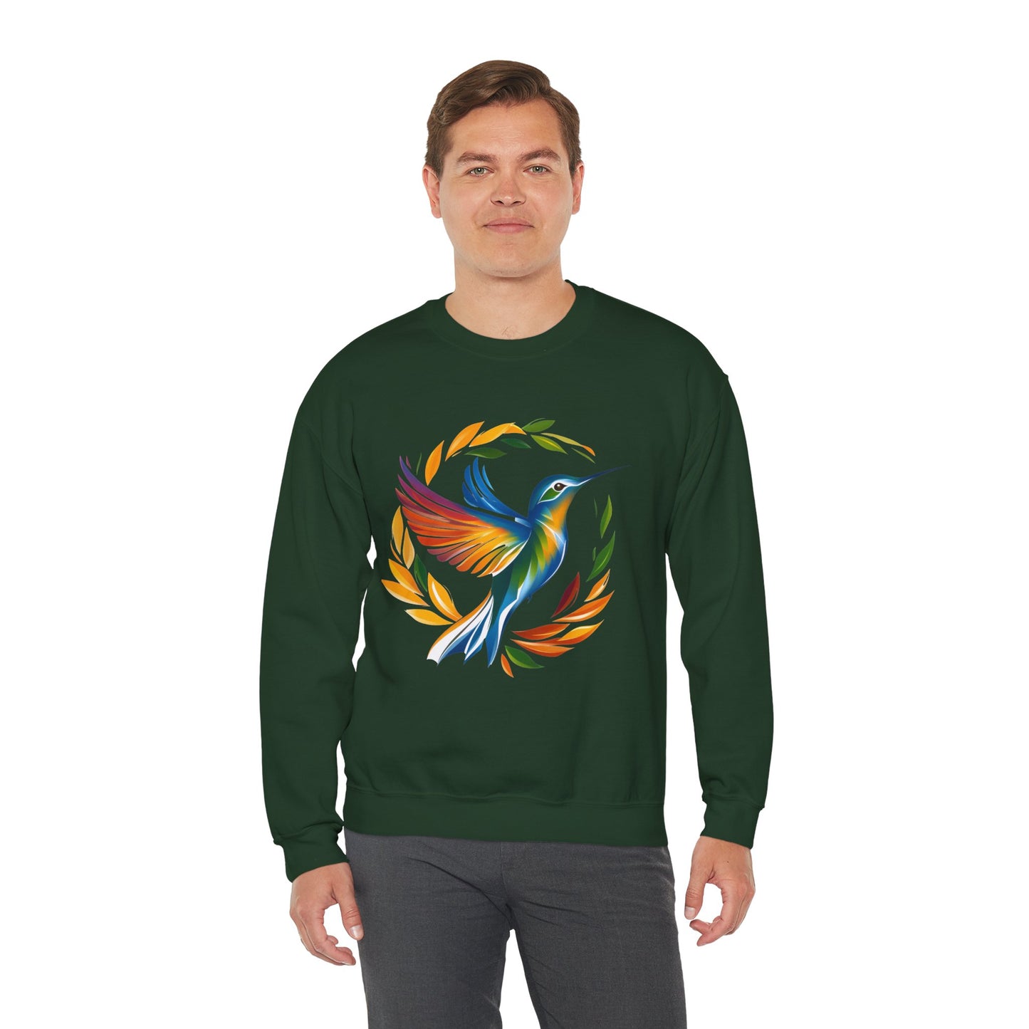 Hummingbird Rainbow Graphic Unisex Crewneck Sweatshirt