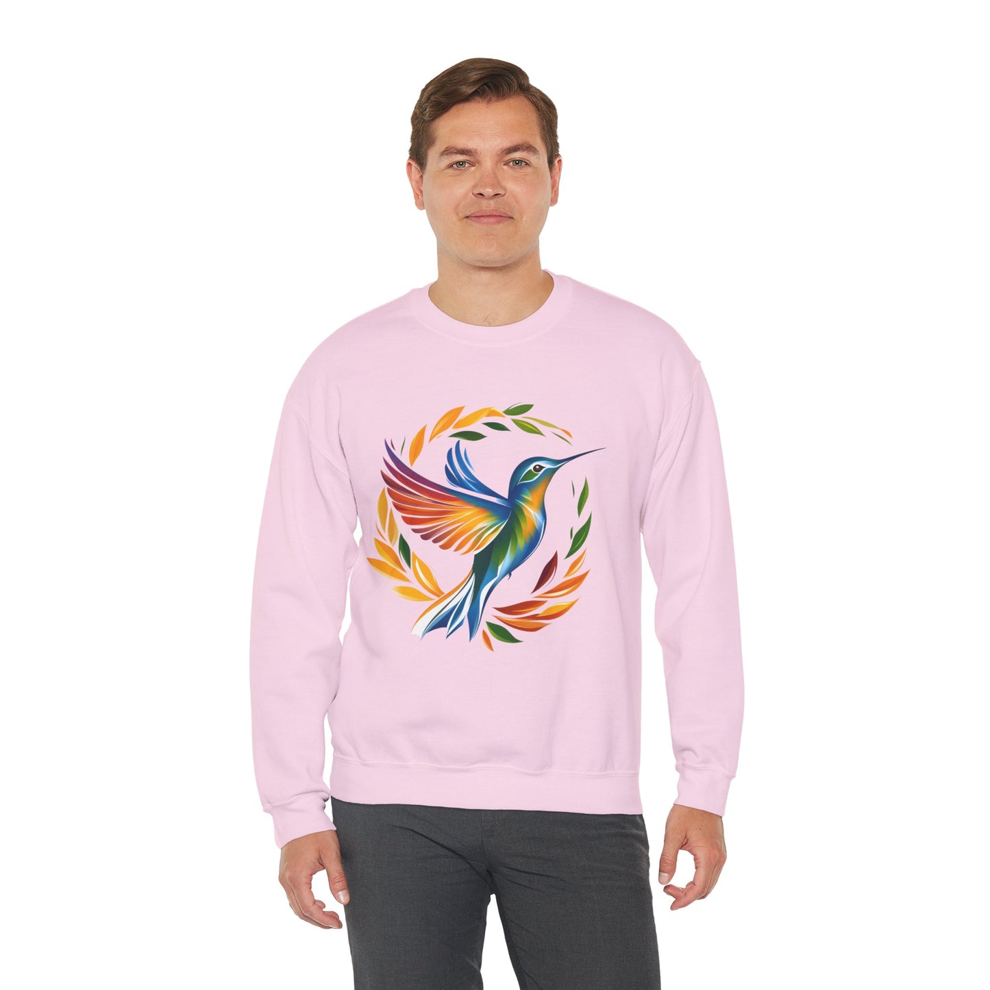 Hummingbird Rainbow Graphic Unisex Crewneck Sweatshirt