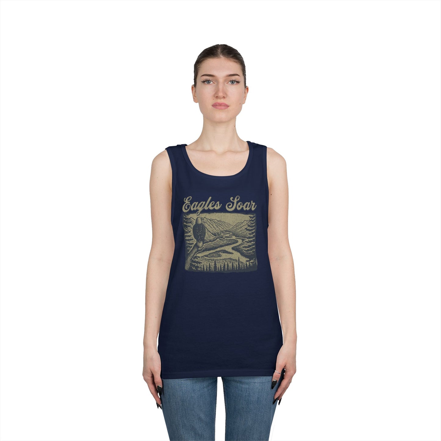 Eagles Soar Unisex Heavy Cotton Tank Top – Outdoor Adventure Wear