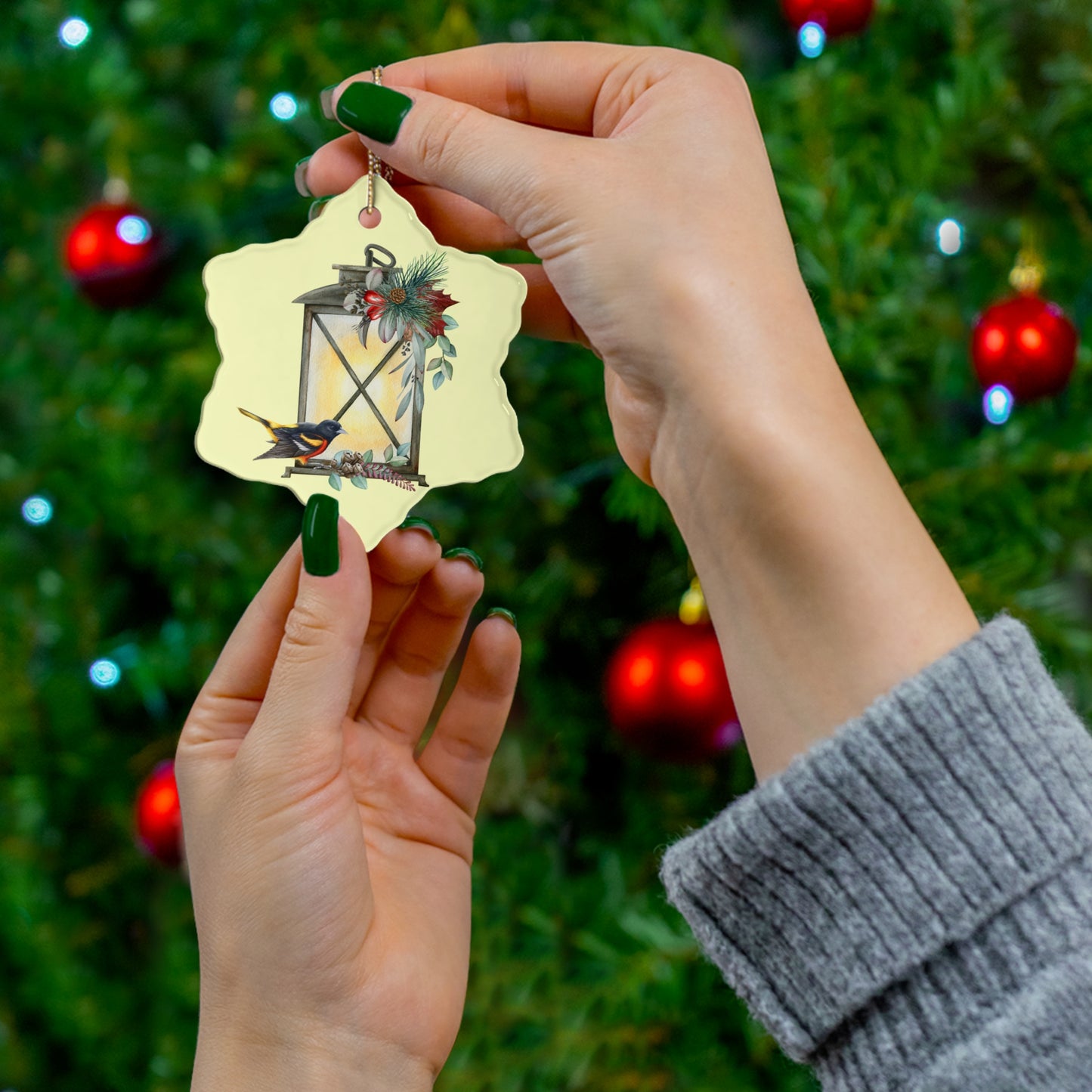 Holiday Latern Ceramic Ornament — 4 Shape Options