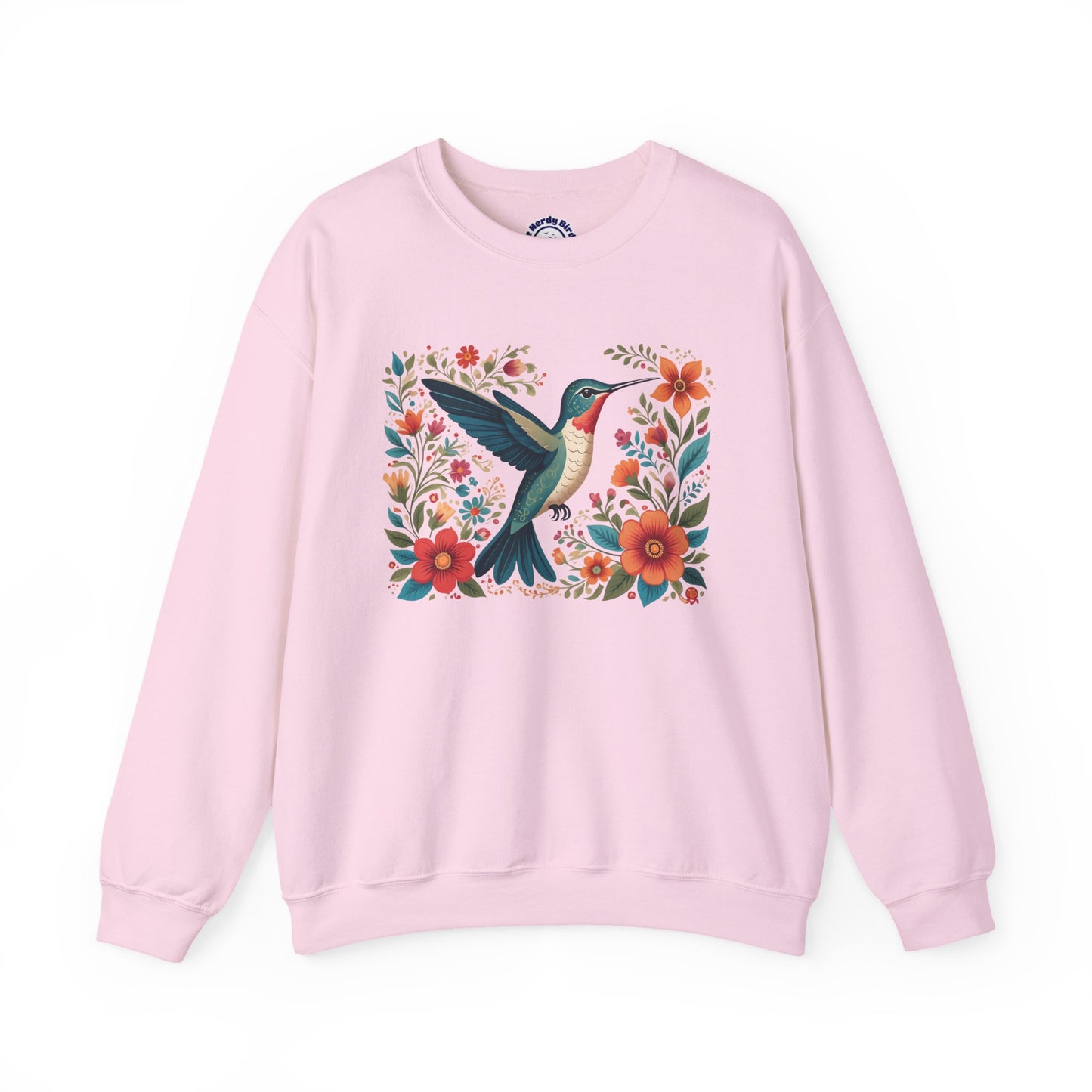 Hummingbird In Bloom Graphic Unisex Crewneck Sweatshirt