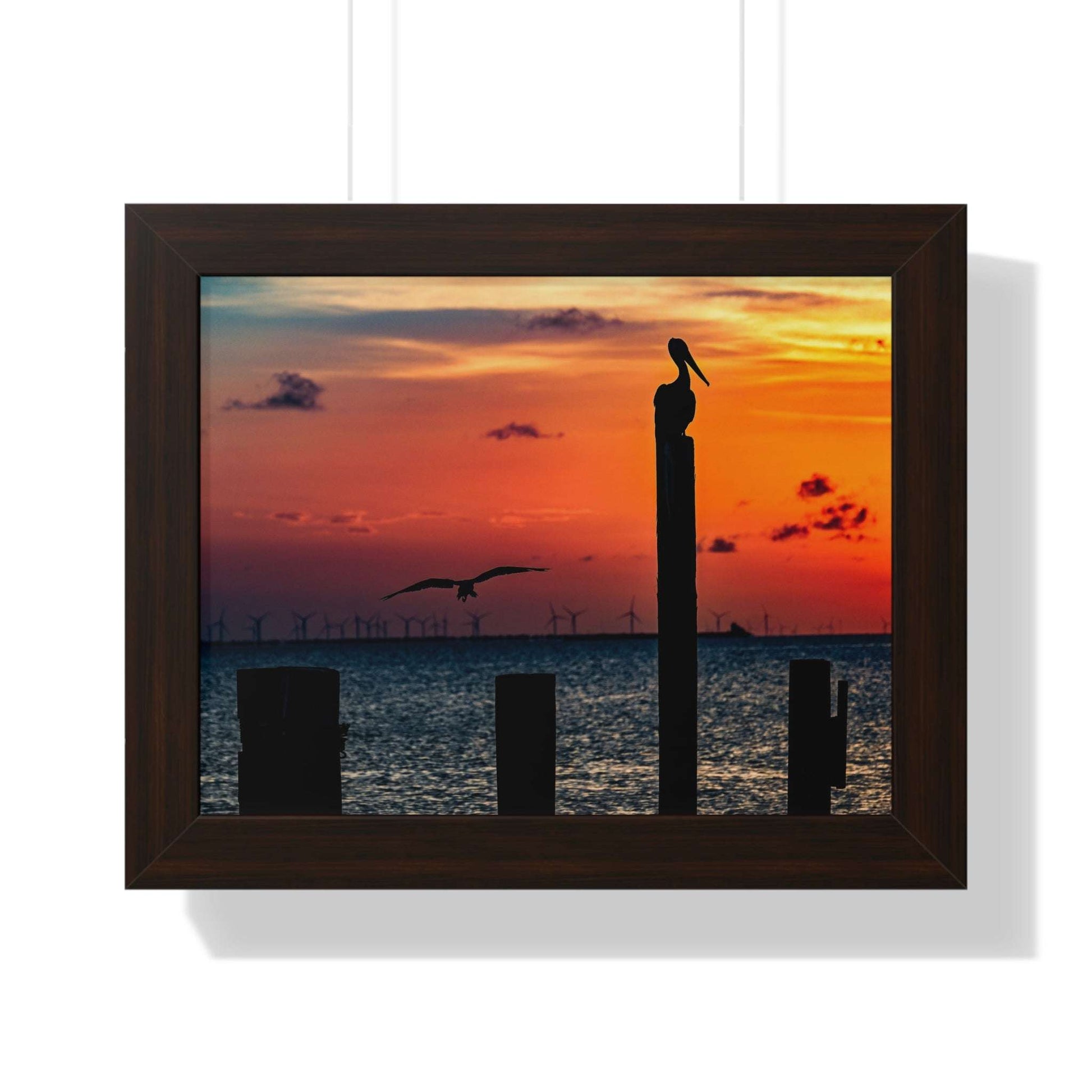 Serene Sunset Framed Horizontal Poster - Coastal Decor for Beach Lovers