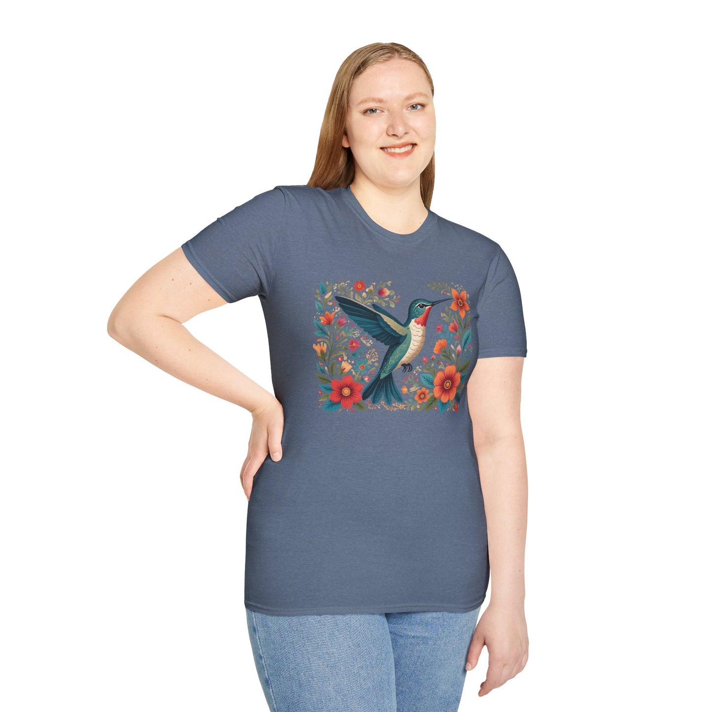 Hummingbird in Bloom Unisex Softstyle T-Shirt