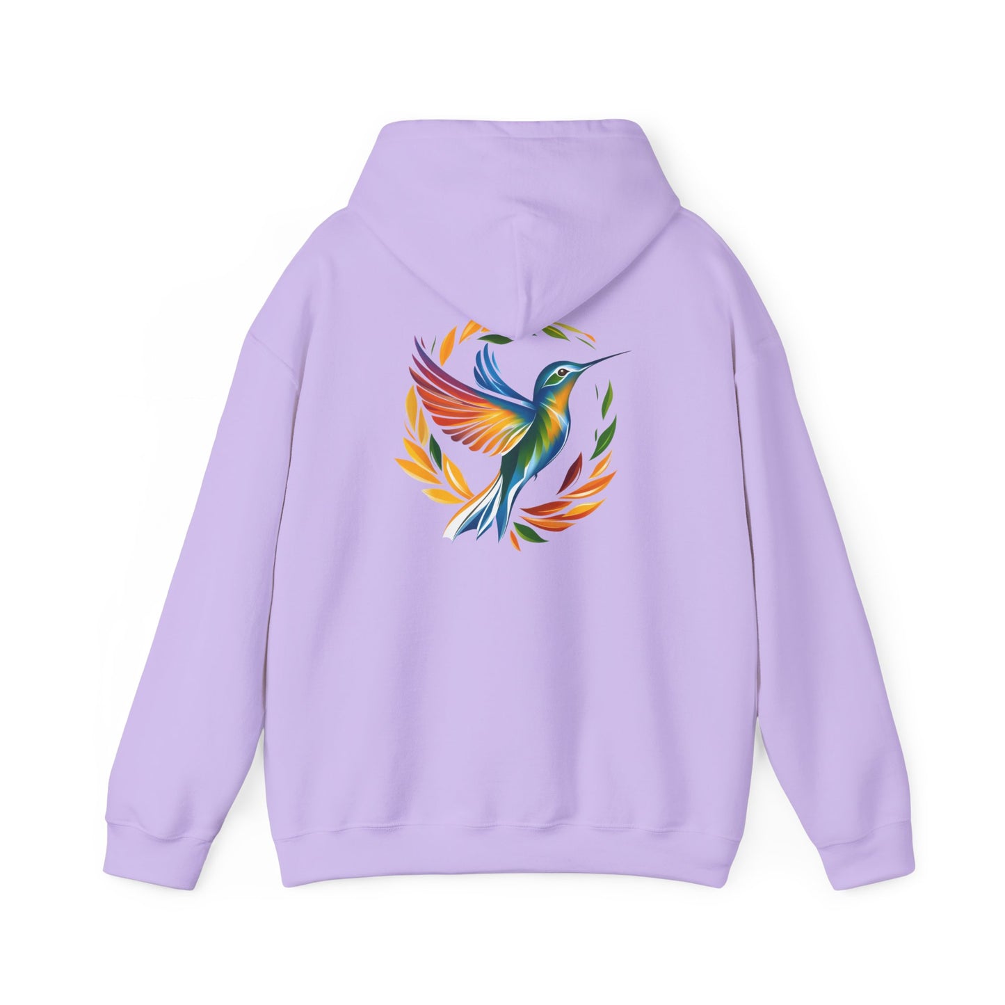 Hummingbird Rainbow Hoodie Back Design - Cozy Sweatshirt for Nature Lovers