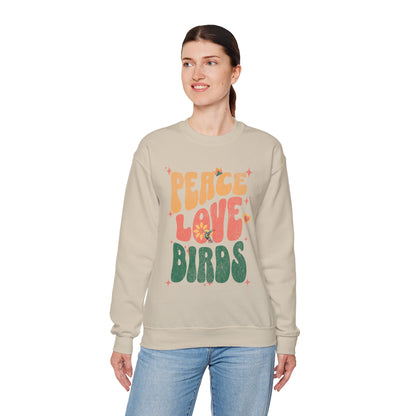 Peace Love Birds Crewneck Sweatshirt - Unisex Cozy Fashion for Nature Lovers