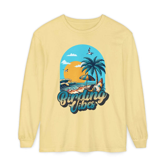 Birding Vibes Comfort Long Sleeve T-Shirt for Beach Lovers