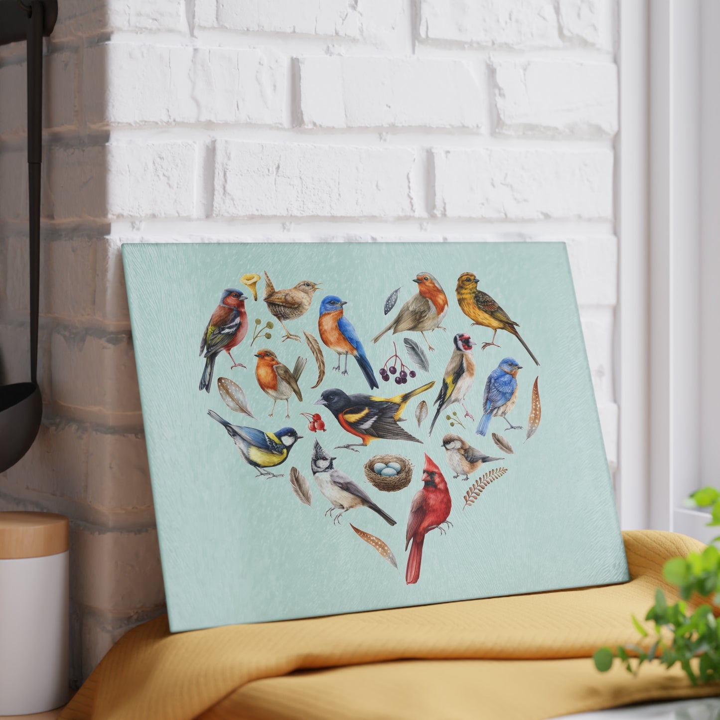 Bird Heart Glass Cutting Board