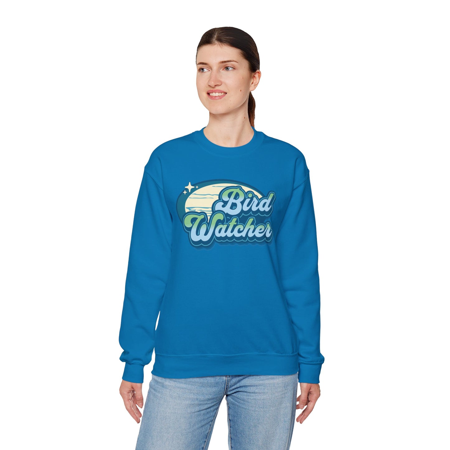 Bird Watcher Teal Graphic Unisex Crewneck Sweatshirt