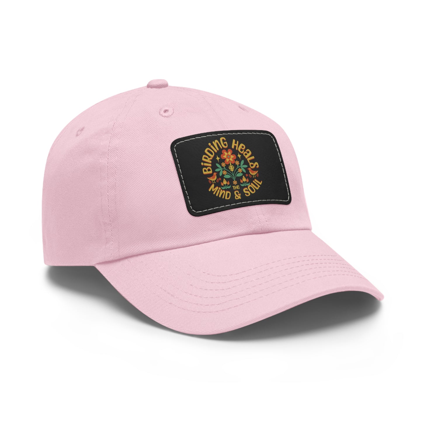 The Nerdy Birder Birding Heals with Leather Patch for Inspired by childhood memories of playful glamour, Stylish Outdoor Cap, Gift for Bird Watching Enthusiasts, Casual Fashion Accessory