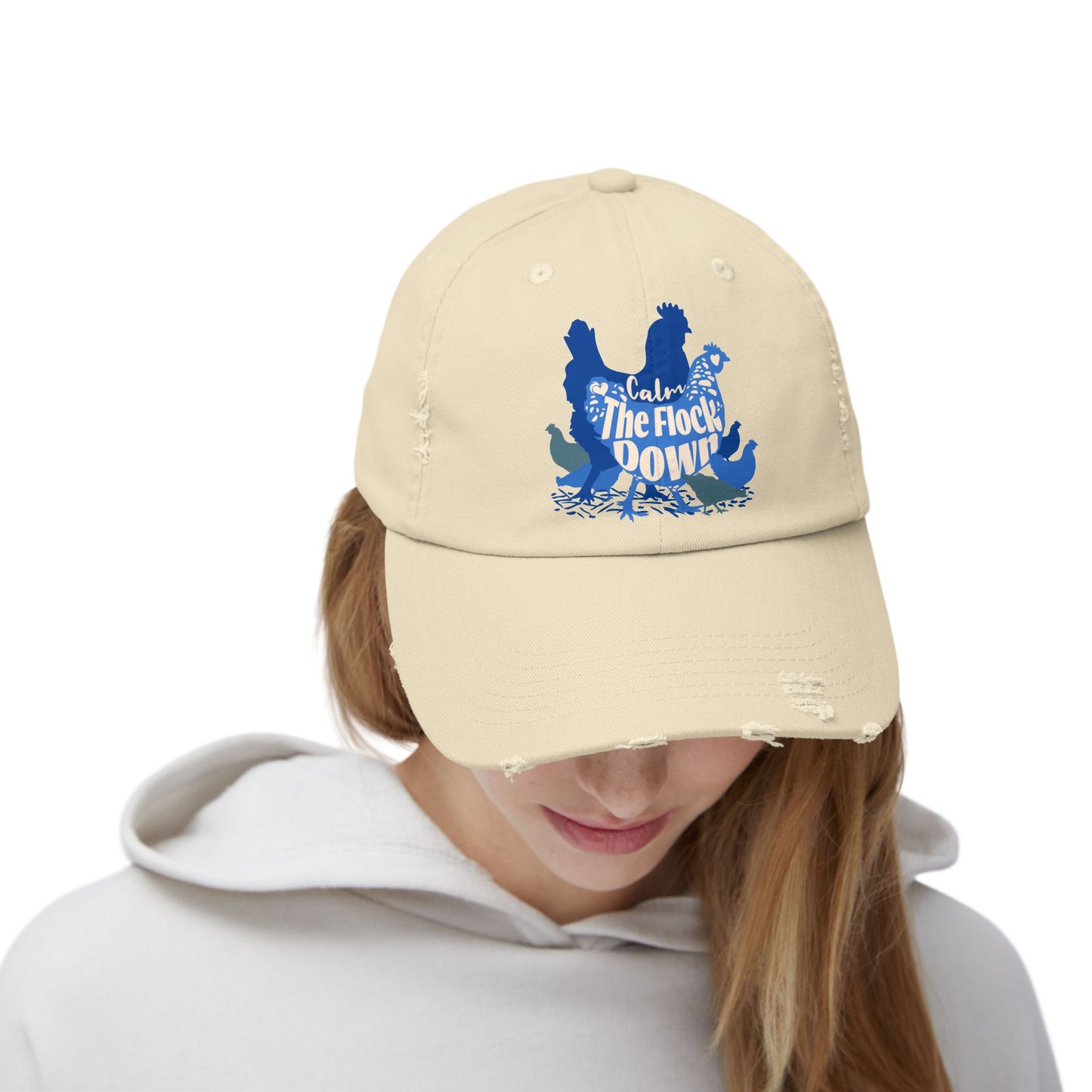 The Nerdy Birder Calm The Flock Down Vintage Style Hat - Unisex Distressed Cap