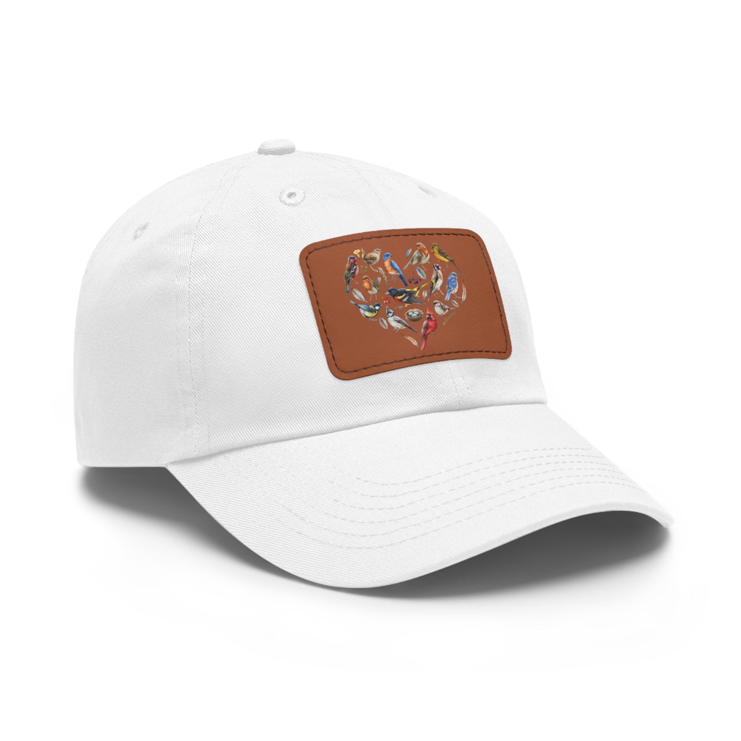 Bird Heart Hat with Leather Patch, Casual Cap for Bird Lovers