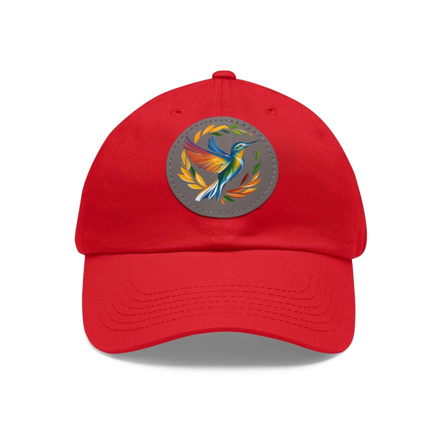 The Nerdy Birder - Modern Rainbow Hummingbird Dad Hat, Leather Patch Cap, Perfect Gift for Dads, Nature Lovers, Casual Style Cap, Summer Accessories