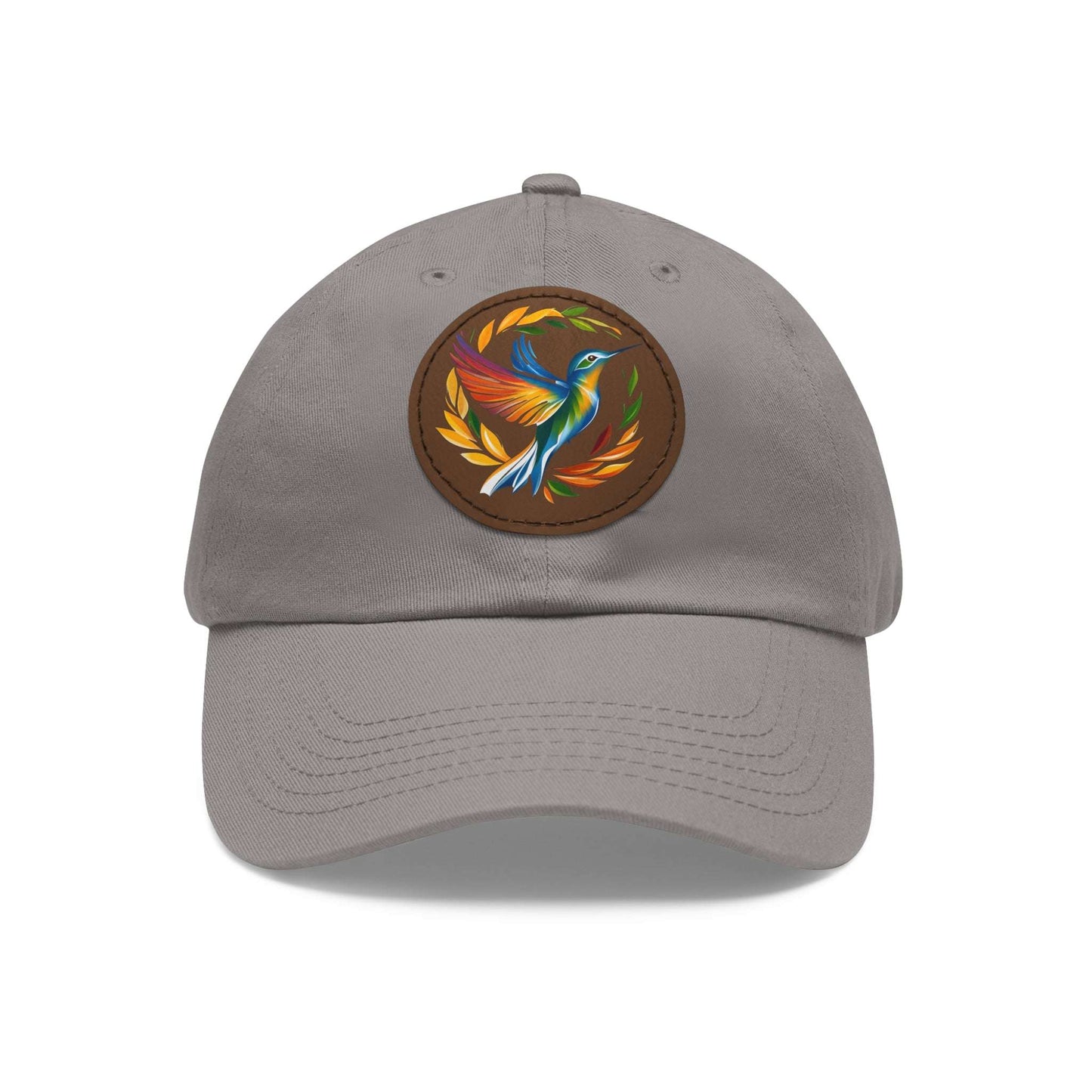 The Nerdy Birder - Modern Rainbow Hummingbird Dad Hat, Leather Patch Cap, Perfect Gift for Dads, Nature Lovers, Casual Style Cap, Summer Accessories