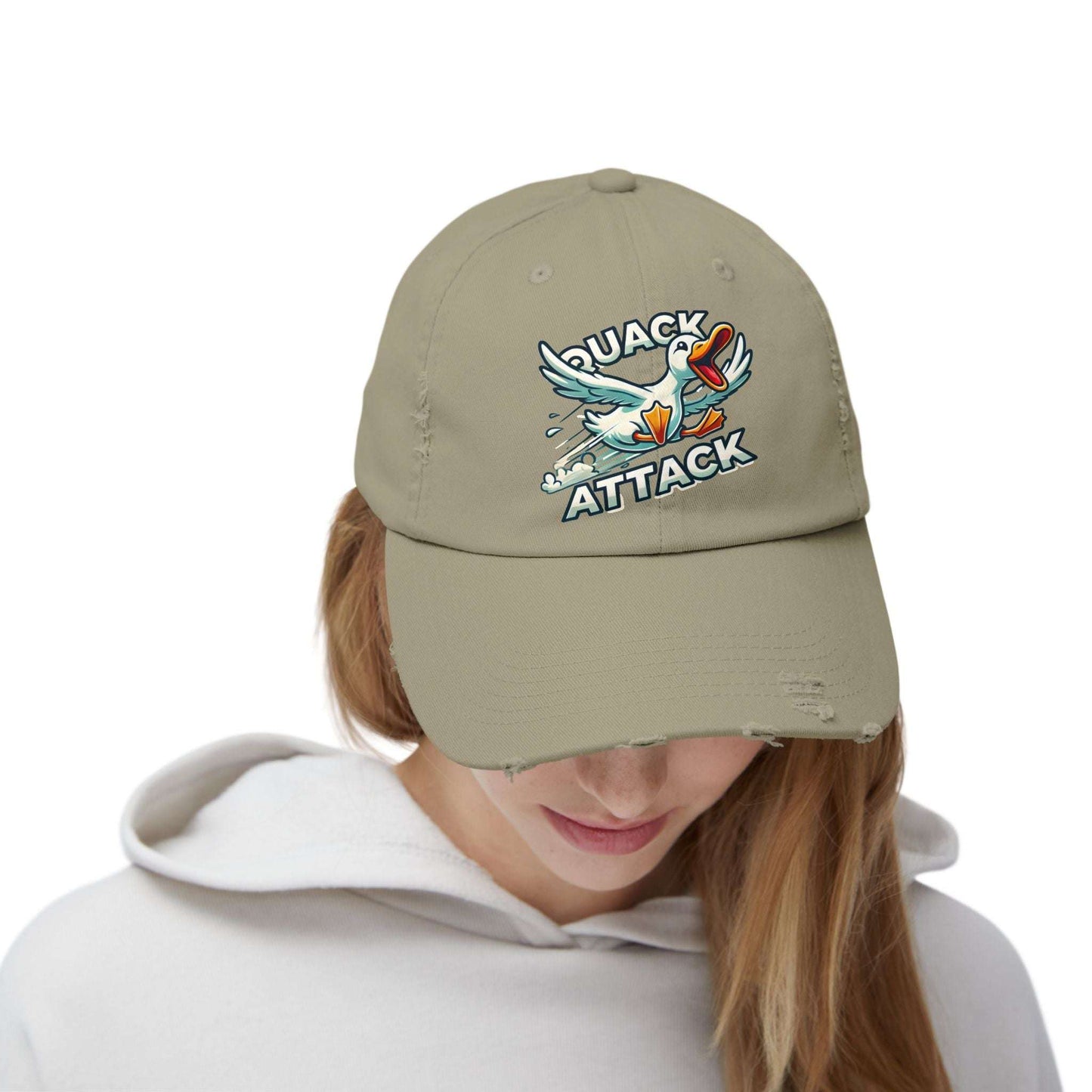 The Nerdy Birder Quack Attack Vintage Style Hat - Unisex Distressed Cap