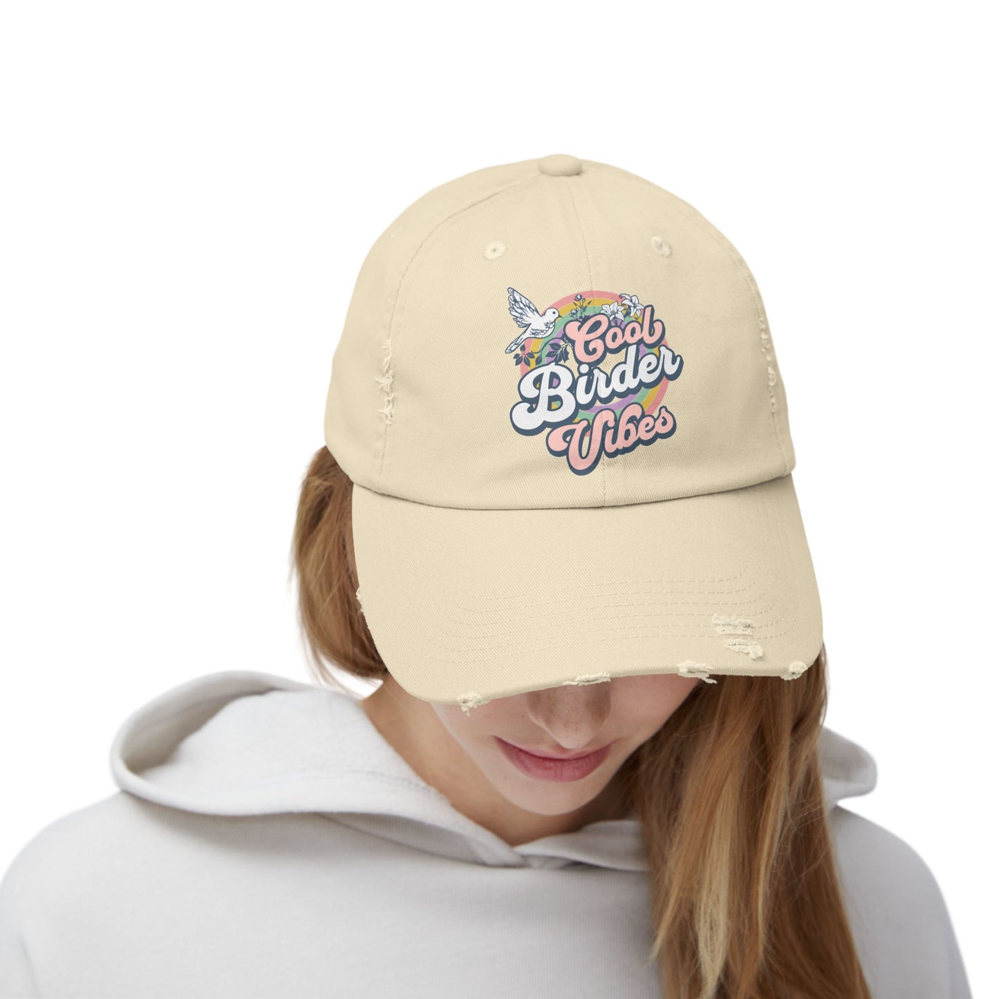 The Nerdy Birder Cool Birder Vibes Vintage Style Hat - Unisex Distressed Cap