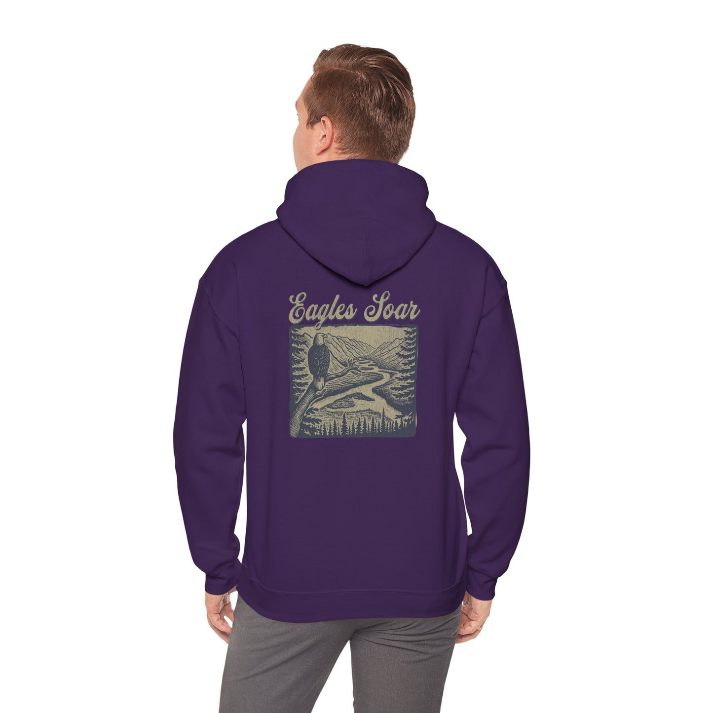 The Nerdy Birder - Eagle Soars Back Design Unisex Hoodie - Cozy Sweatshirt for Nature Lovers