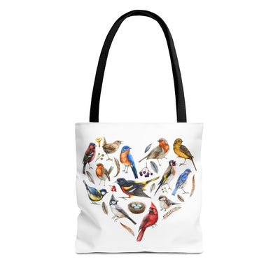 Bird Lovers Tote Bag - Colorful Heart Design for Nature Enthusiasts