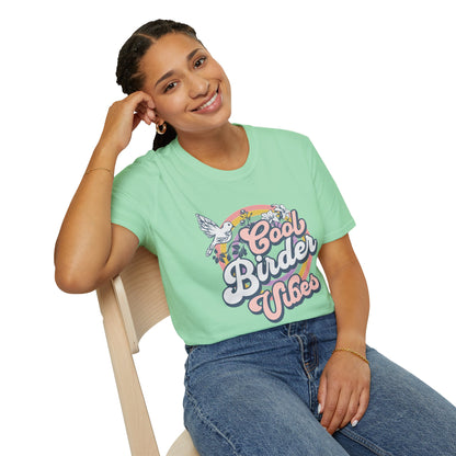 Cool Birder Vibes Unisex Softstyle T-Shirt | Perfect for Bird Lovers and Nature Enthusiasts