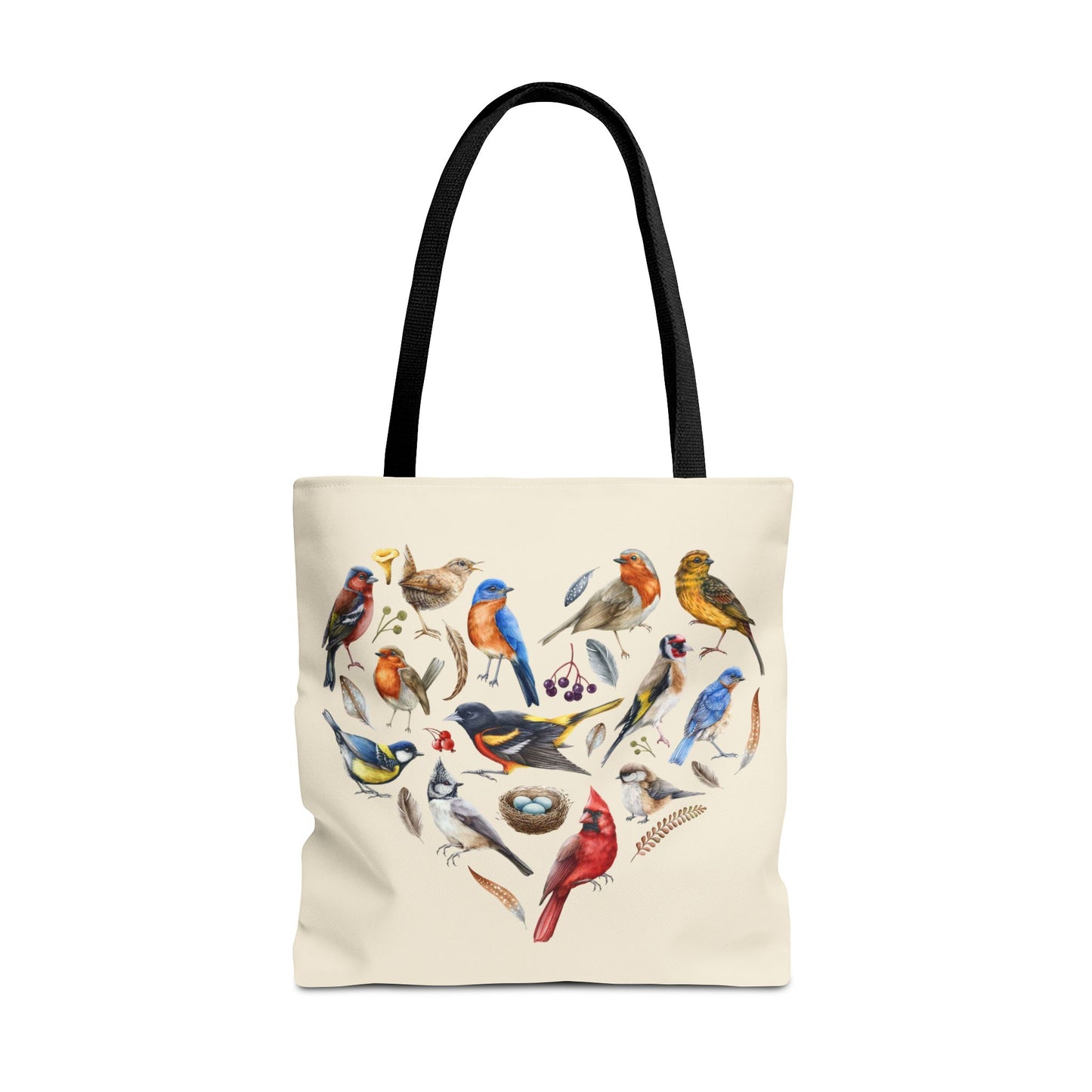 Heart of Birds Tote Bag - Natural color - Heart Design for Nature Enthusiasts