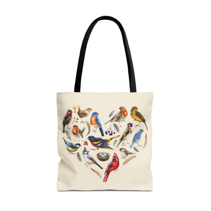 Heart of Birds Tote Bag - Natural color - Heart Design for Nature Enthusiasts