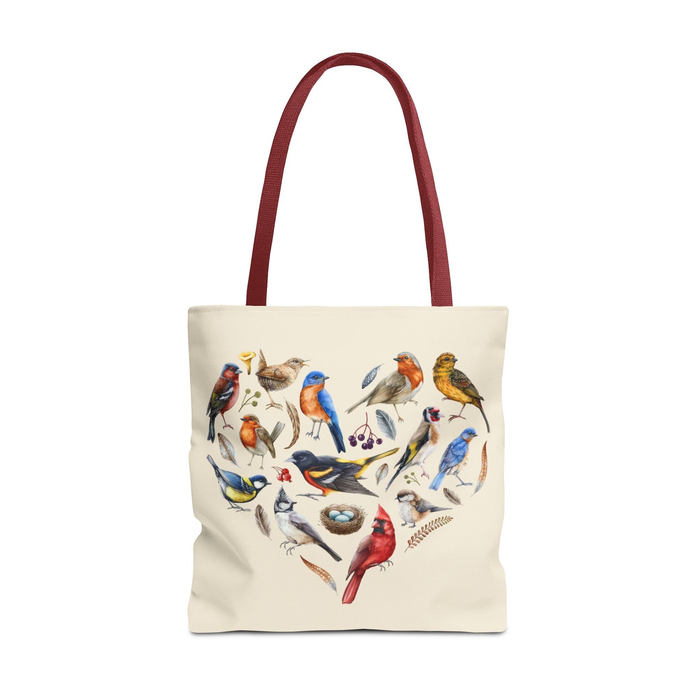 Heart of Birds Tote Bag - Natural color - Heart Design for Nature Enthusiasts