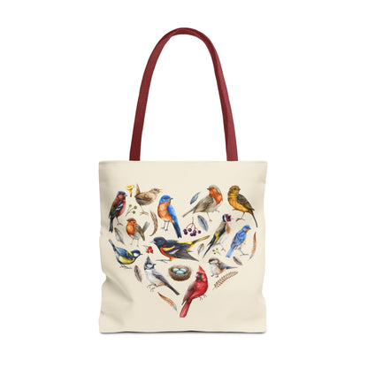 Heart of Birds Tote Bag - Natural color - Heart Design for Nature Enthusiasts