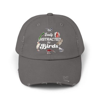 Easily Distracted By Birds Vintage Style Hat - Unisex Distressed Cap
