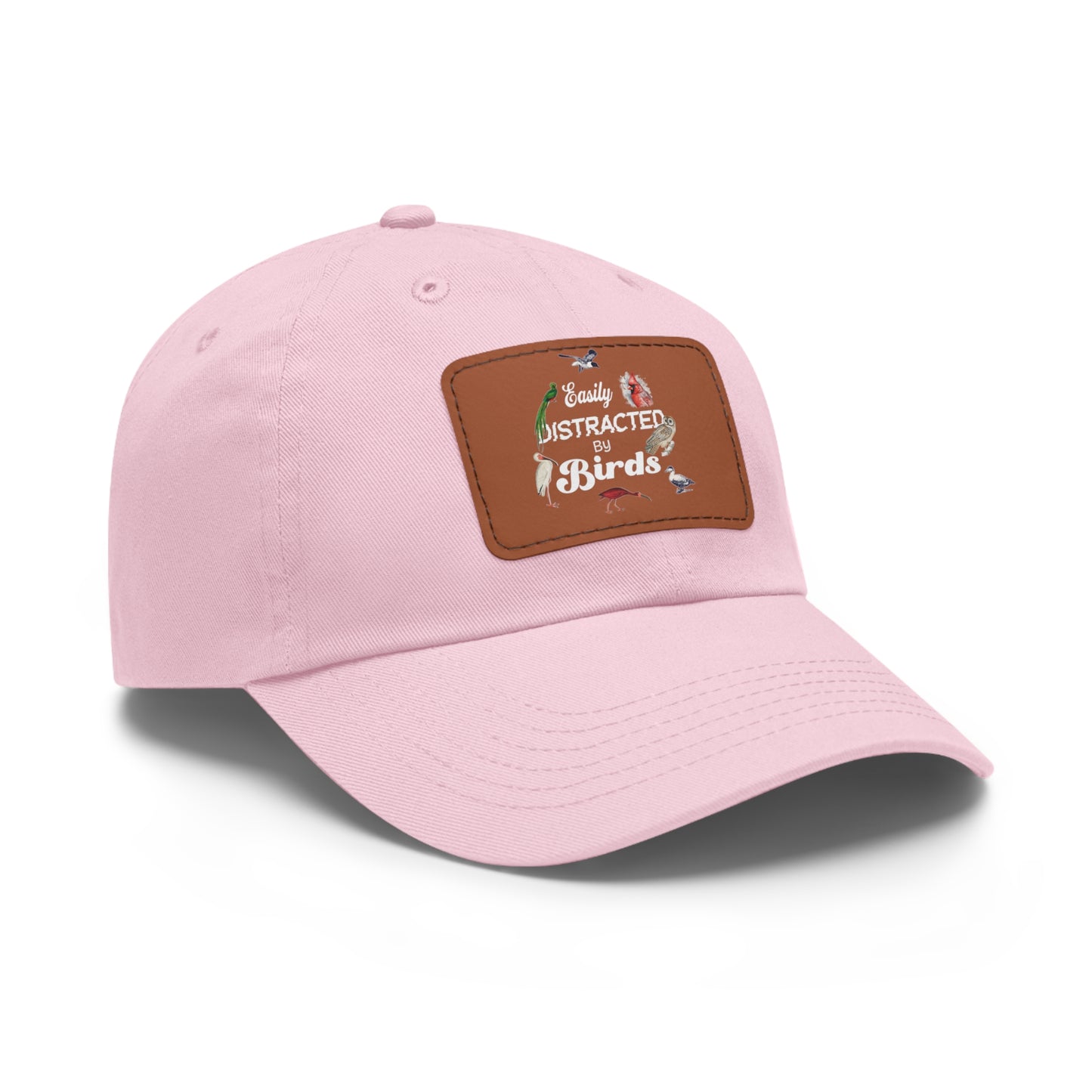 The Nerdy Birder Easily Distracted By Birds Dad Hat with Leather Patch, Casual Cap for Bird Lovers, Unisex