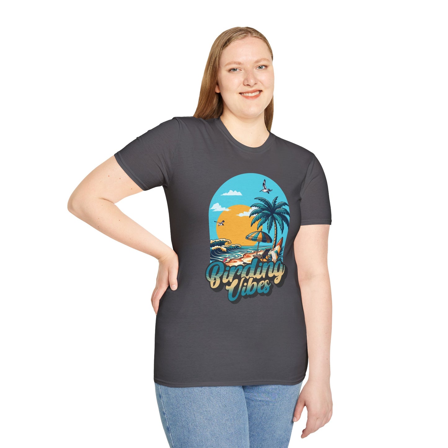 Birding Vibes Unisex Softstyle T-Shirt - Tropical Beach Graphic Tee