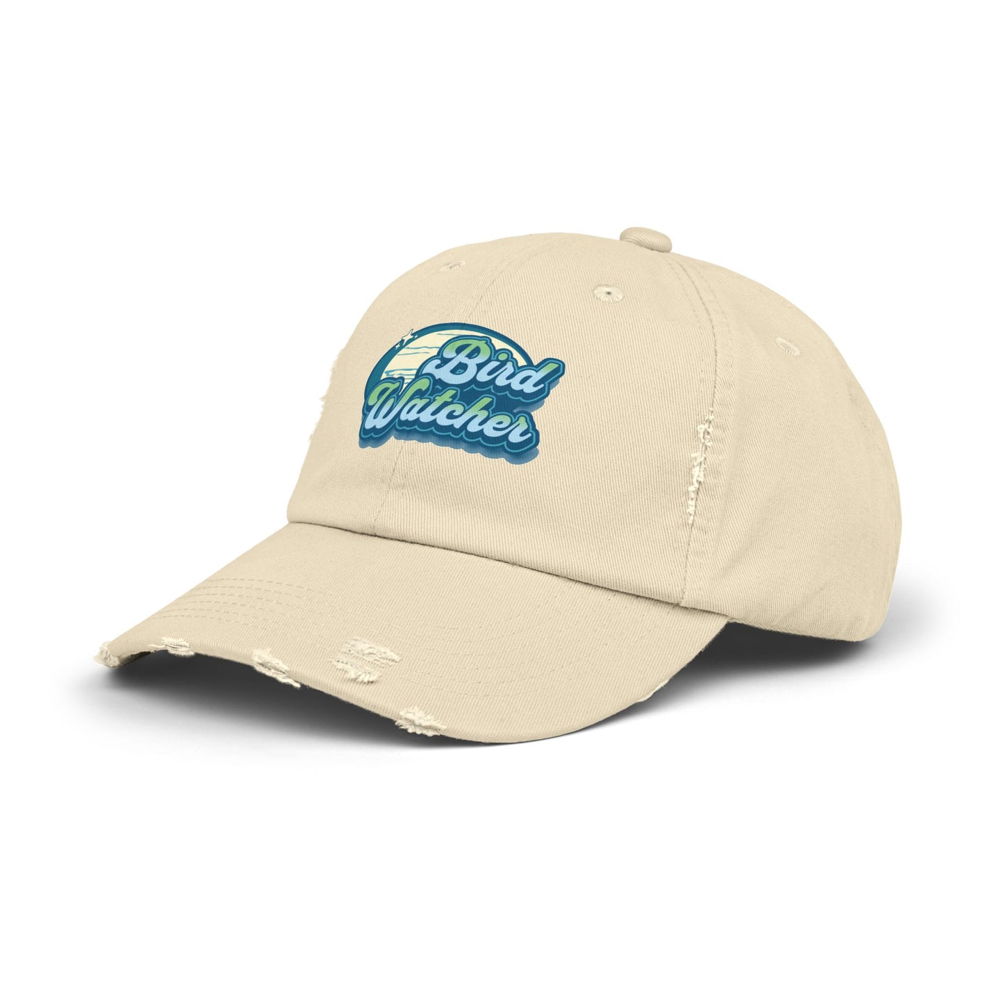 The Nerdy Birder Bird Watcher Teal Vintage Style Hat - Unisex Distressed Cap