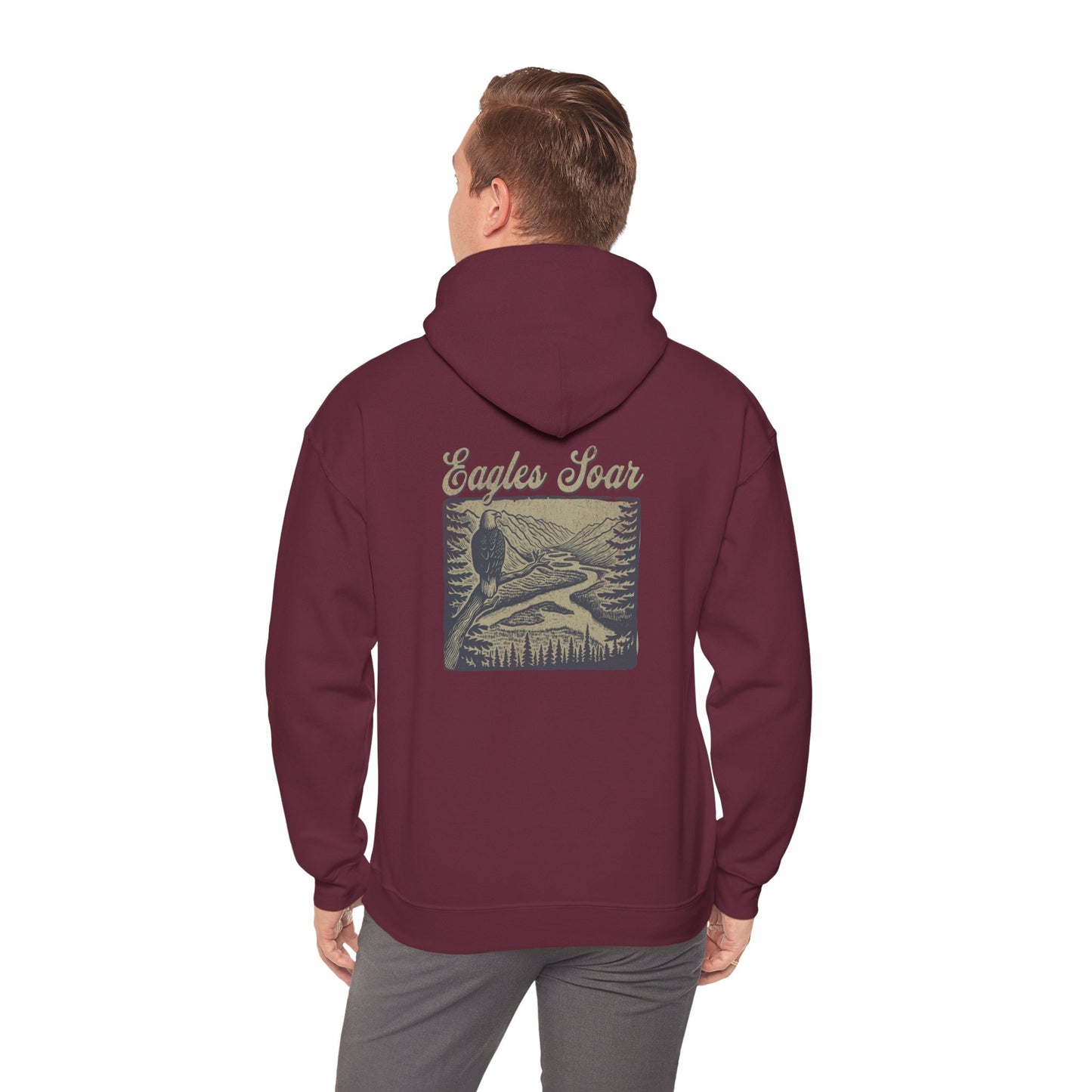 The Nerdy Birder - Eagle Soars Back Design Unisex Hoodie - Cozy Sweatshirt for Nature Lovers