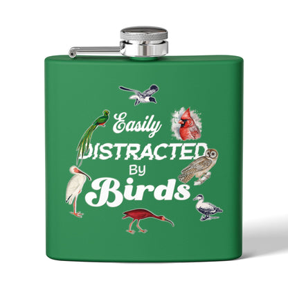 Easily Distracted By Birds Stainless Steel Flask - 6oz