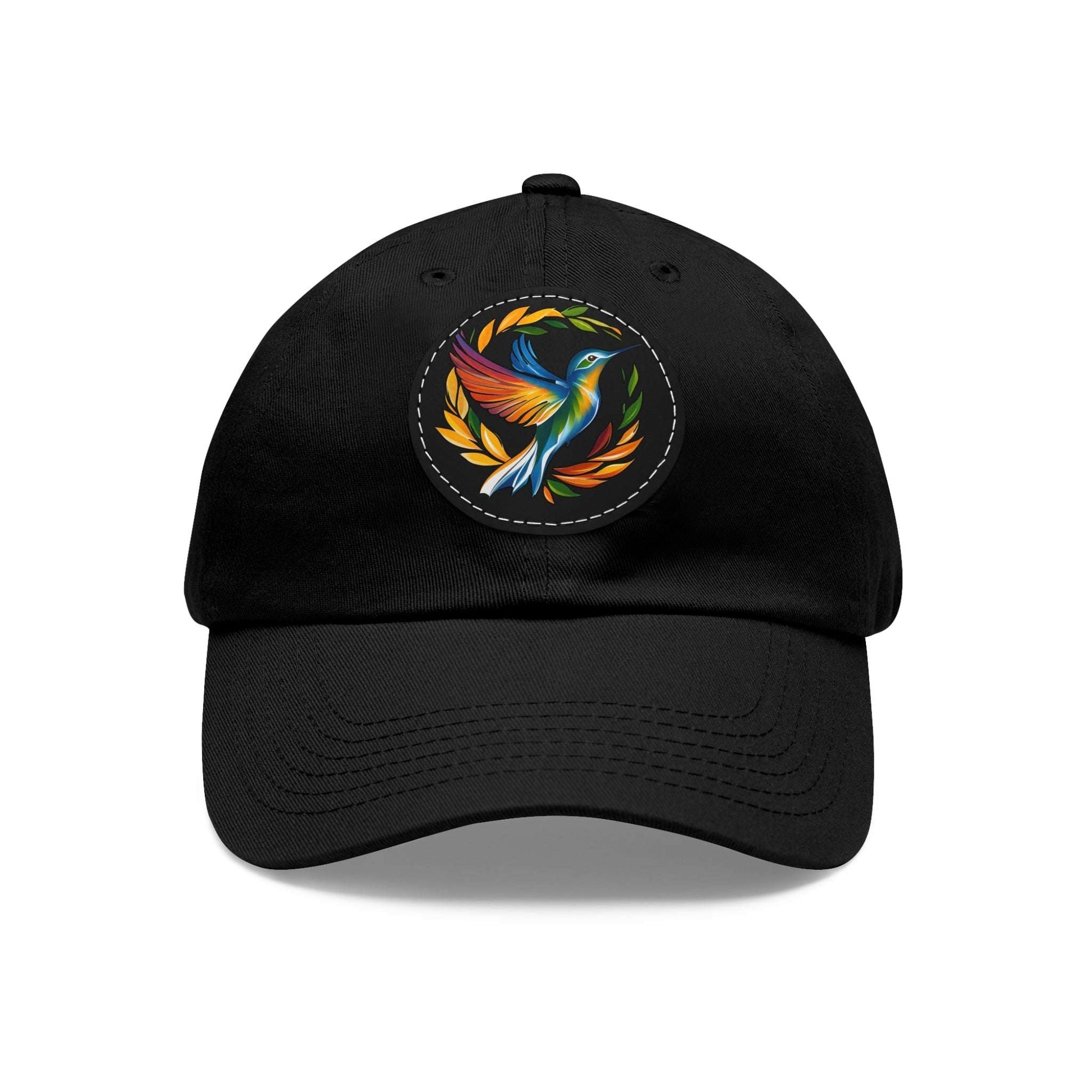 The Nerdy Birder - Modern Rainbow Hummingbird Dad Hat, Leather Patch Cap, Perfect Gift for Dads, Nature Lovers, Casual Style Cap, Summer Accessories