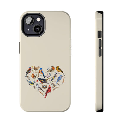 Bird Heart Tough Phone Cases - Cute Wildlife Design, Gift for Nature Enthusiasts, Durable Cases for Birdwatching