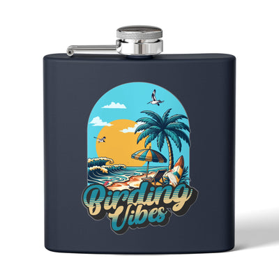Birding Vibes Tropical Stainless Steel Flask, 6oz - Beach Style Hip Flask for Adventurers