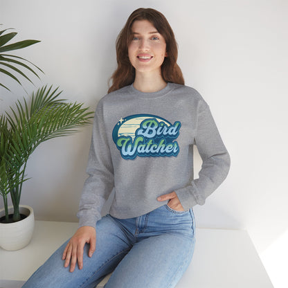 Bird Watcher Teal Graphic Unisex Crewneck Sweatshirt