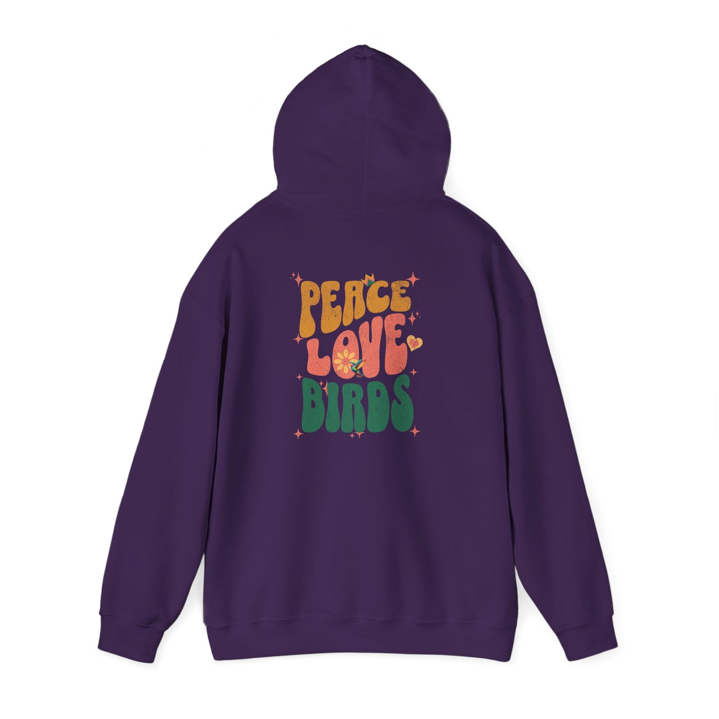 Peace Love Birds Unisex Hoodie Back Design - Cozy Sweatshirt for Nature Lovers