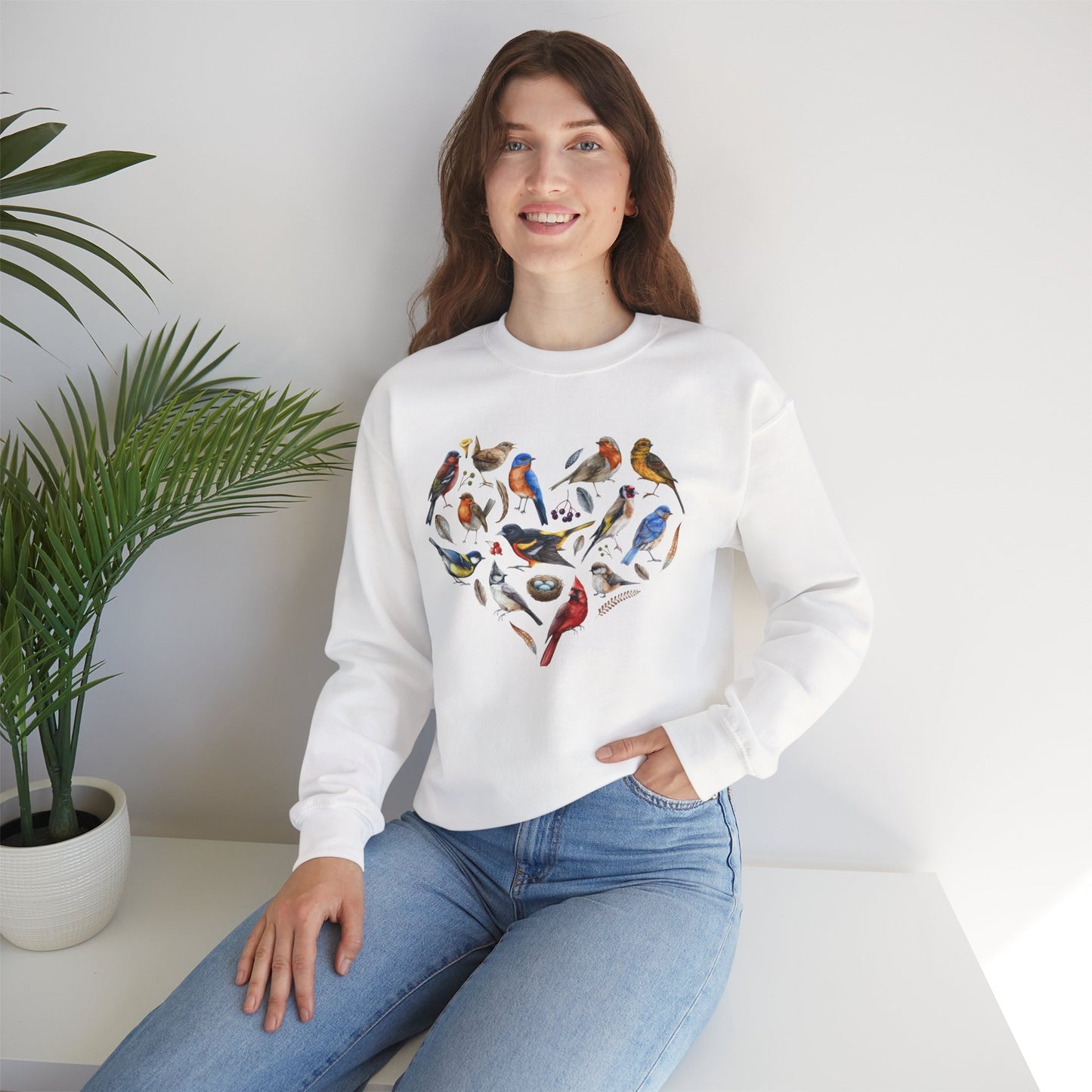 Bird Heart Graphic Unisex Crewneck Sweatshirt