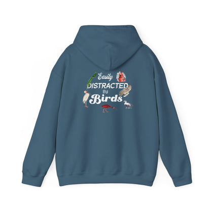 The Nerdy Birder - Easily Distracted by Birds Back Design Unisex Hoodie - Cozy Sweatshirt for Nature Lovers